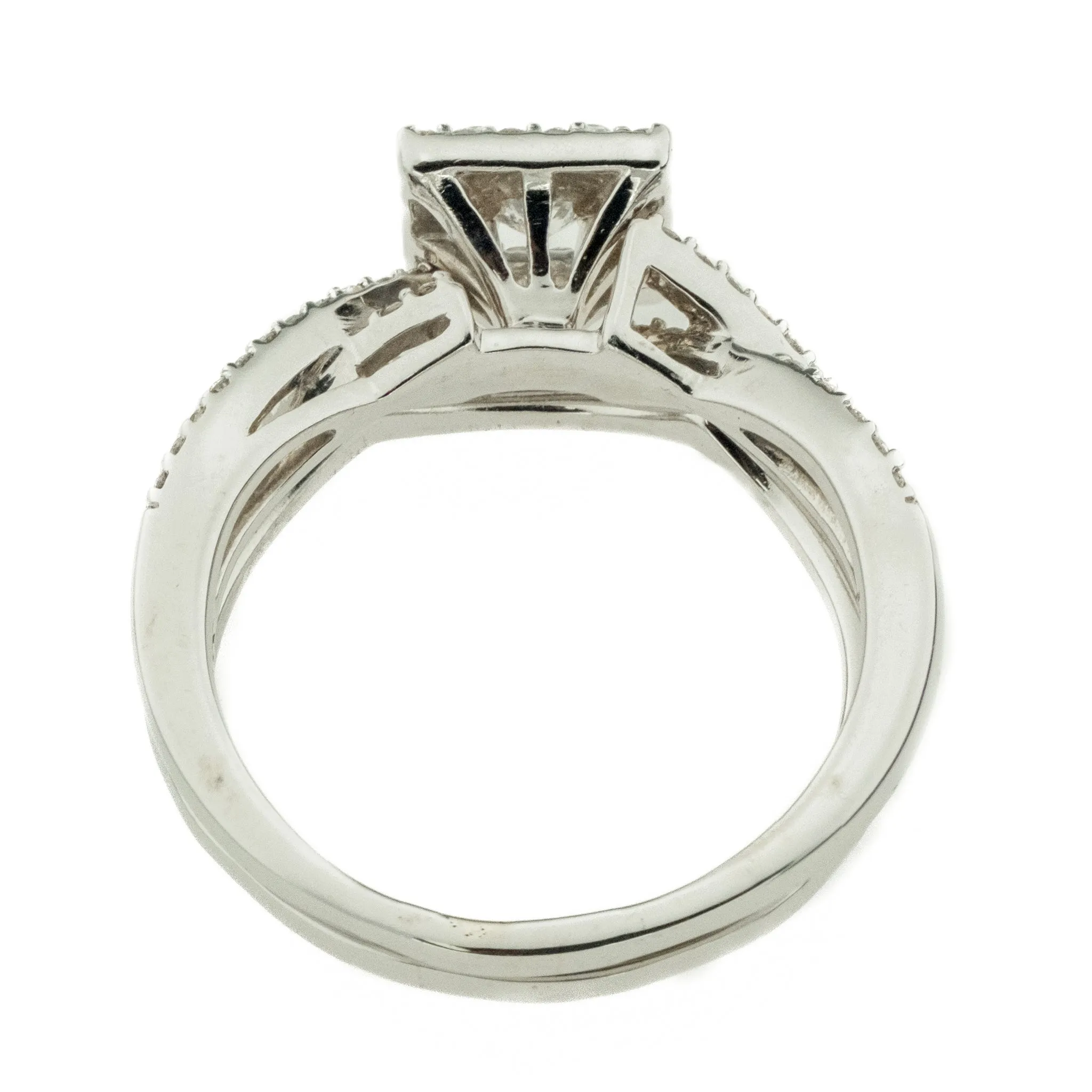 0.20ct Princess Cut Diamond and 0.76ctw Multi Diamond Wedding Set in 14K White Gold - Size 6.75