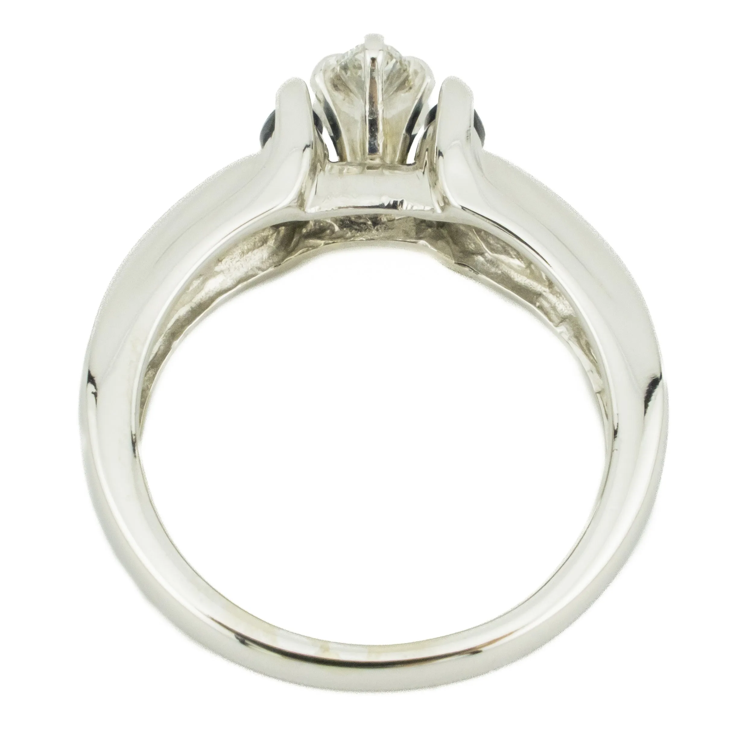 0.25ctw Marquise Diamond w/ Sapphire & Diamond Accents Engagement Ring in 14K White Gold - Size 6.75
