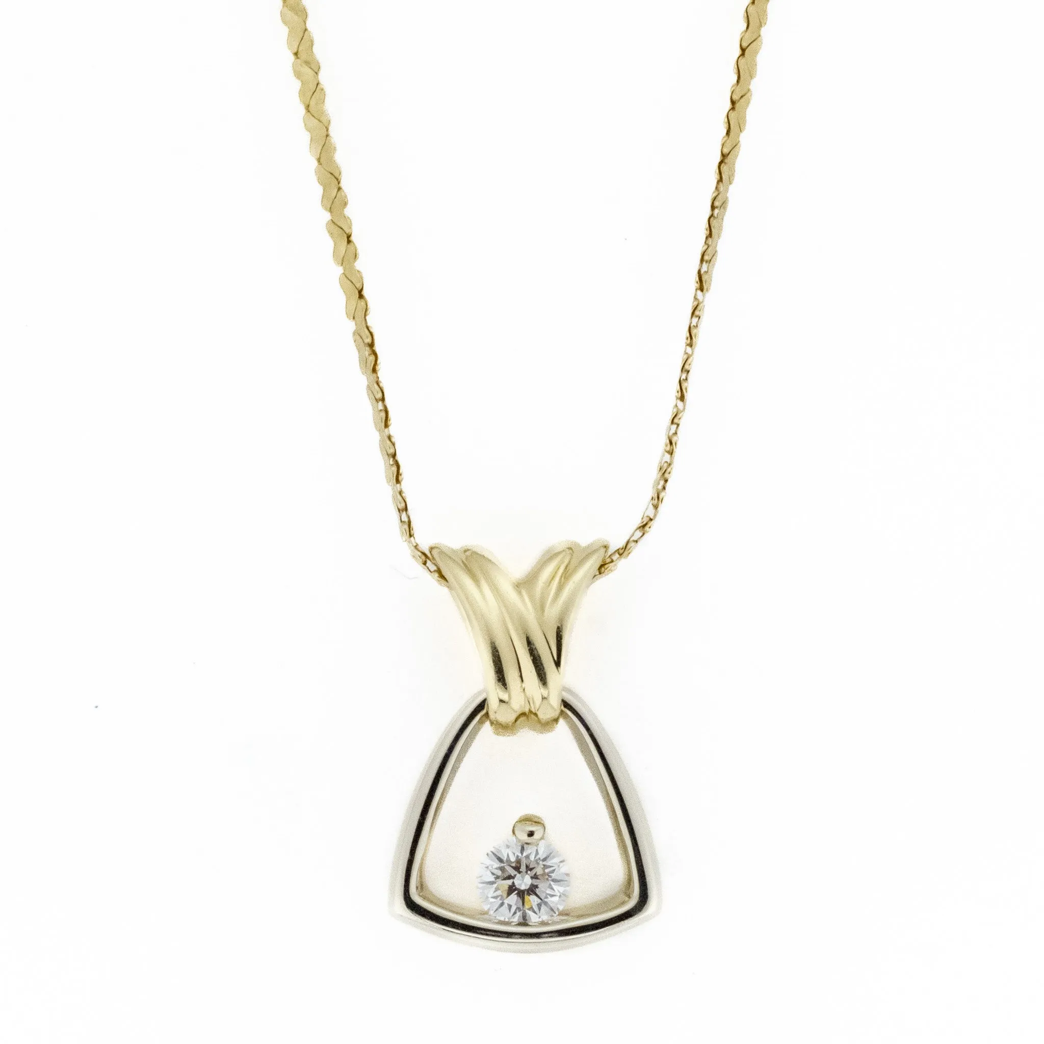 0.27ctw Solitaire Diamond Pendant in 14K Two Tone Gold