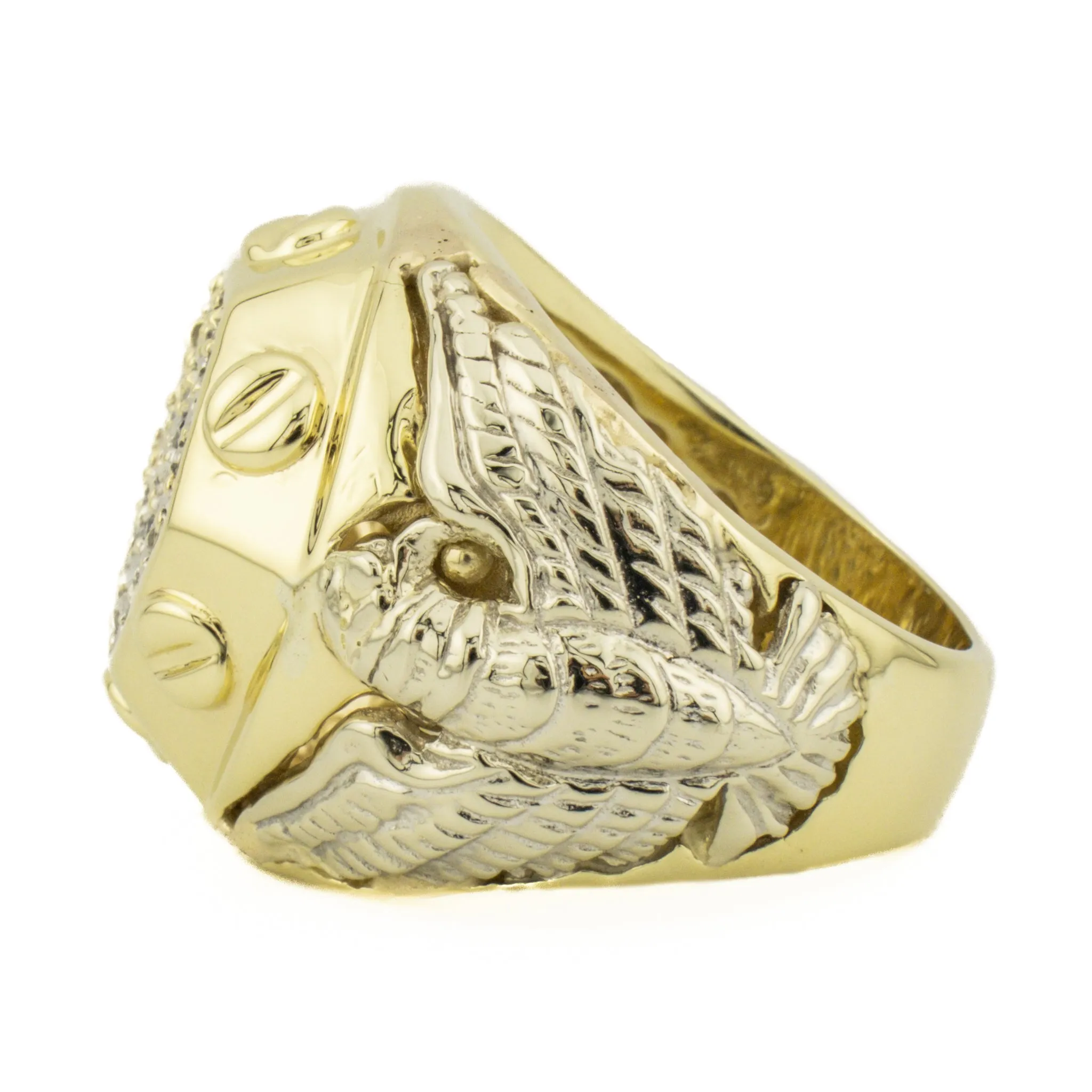 0.38ctw Diamond Accented Gent's Ring in 14K Two Tone Gold -Size 14