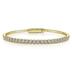 0.94ctw Claw Prong Diamond Bangle, 6.25" - Yellow Gold
