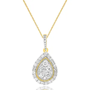 1 Carat Diamond Pear Shape Pendant on 45cm Chain in 9ct Yellow Gold
