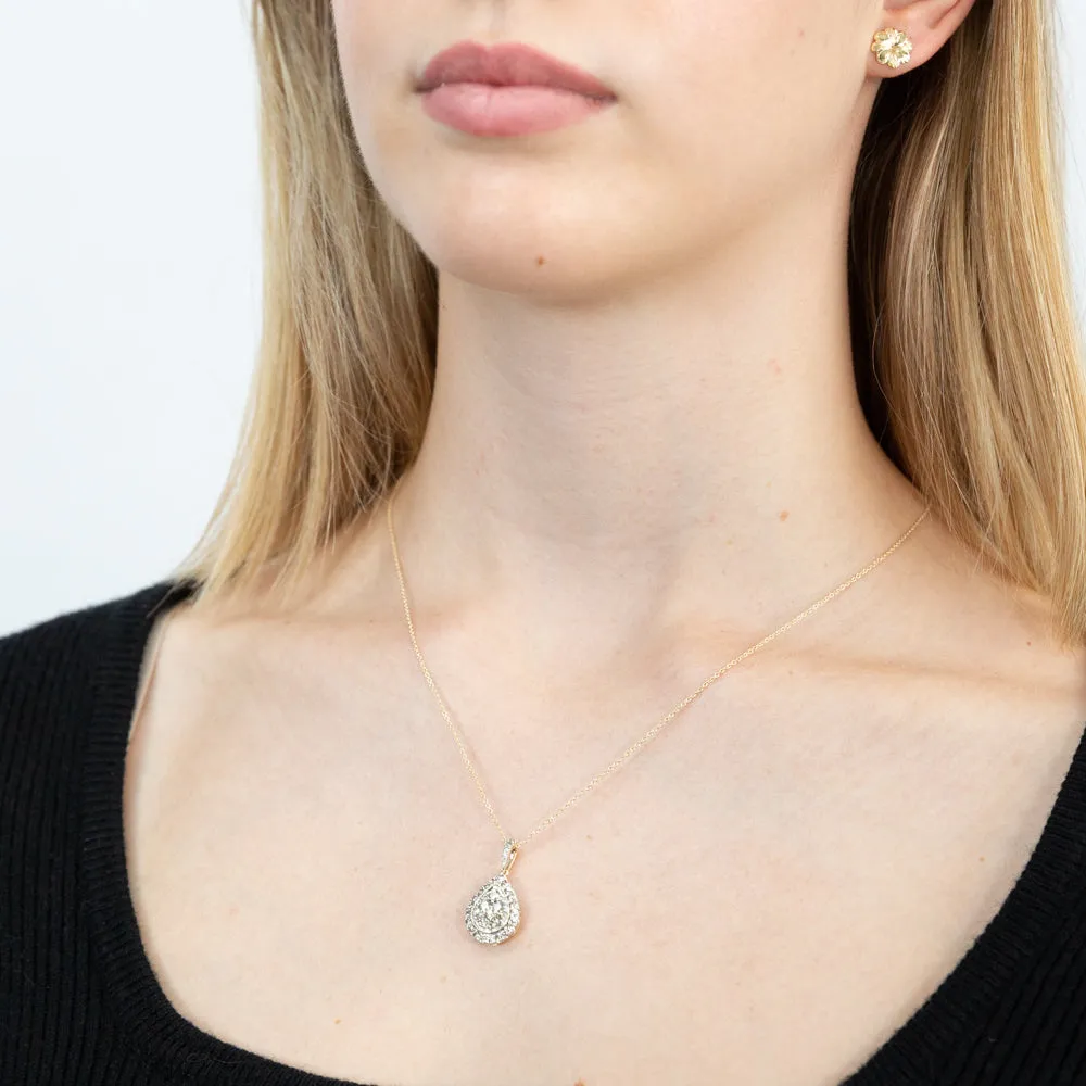 1 Carat Diamond Pear Shape Pendant on 45cm Chain in 9ct Yellow Gold
