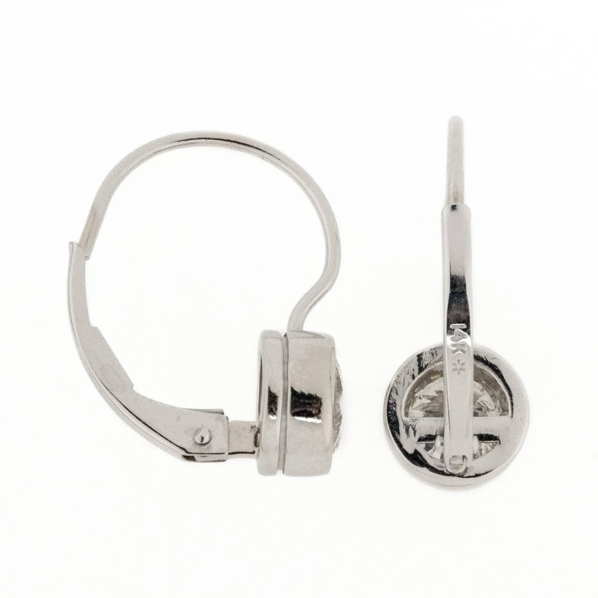 1.32ctw VS2-SI1/G Round Diamond Solitaire Leverback Earrings in 14K White Gold