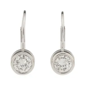 1.32ctw VS2-SI1/G Round Diamond Solitaire Leverback Earrings in 14K White Gold