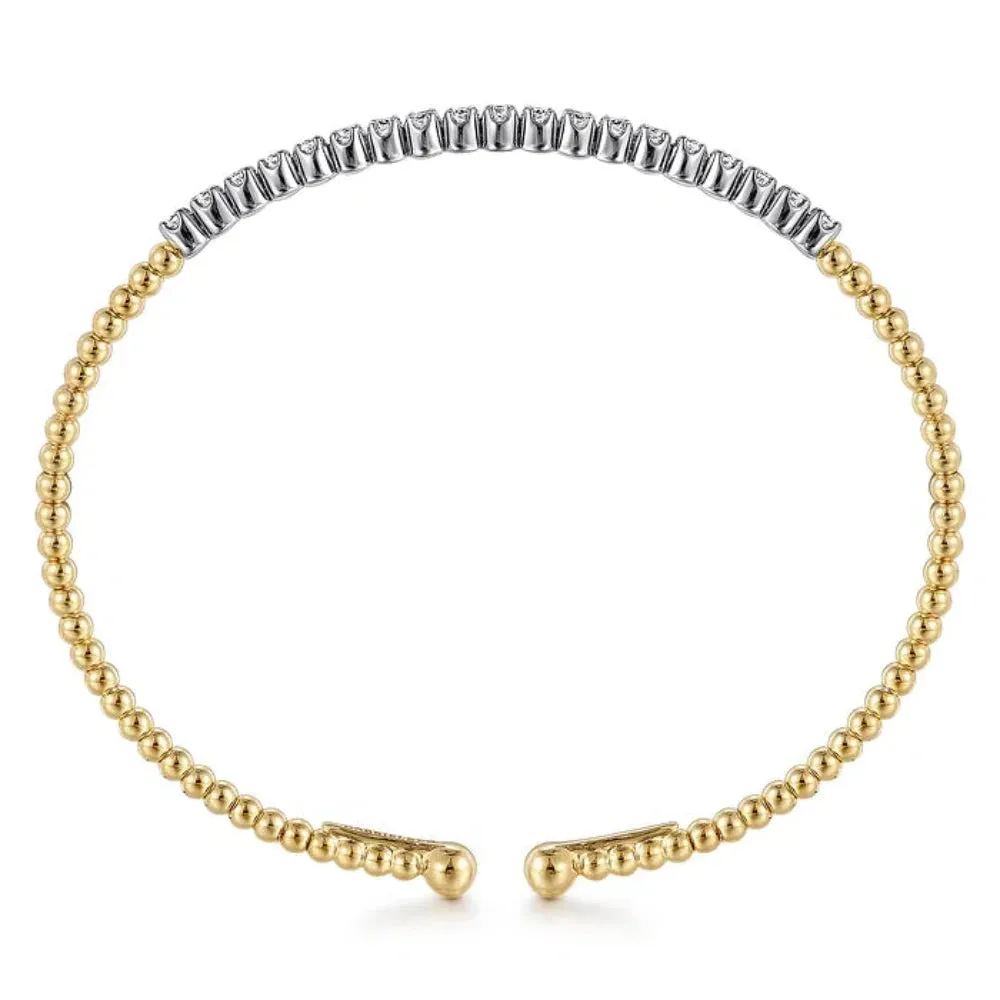 14K Y Gold 0.40ctw Diamond Beaded Cuff Bracelet