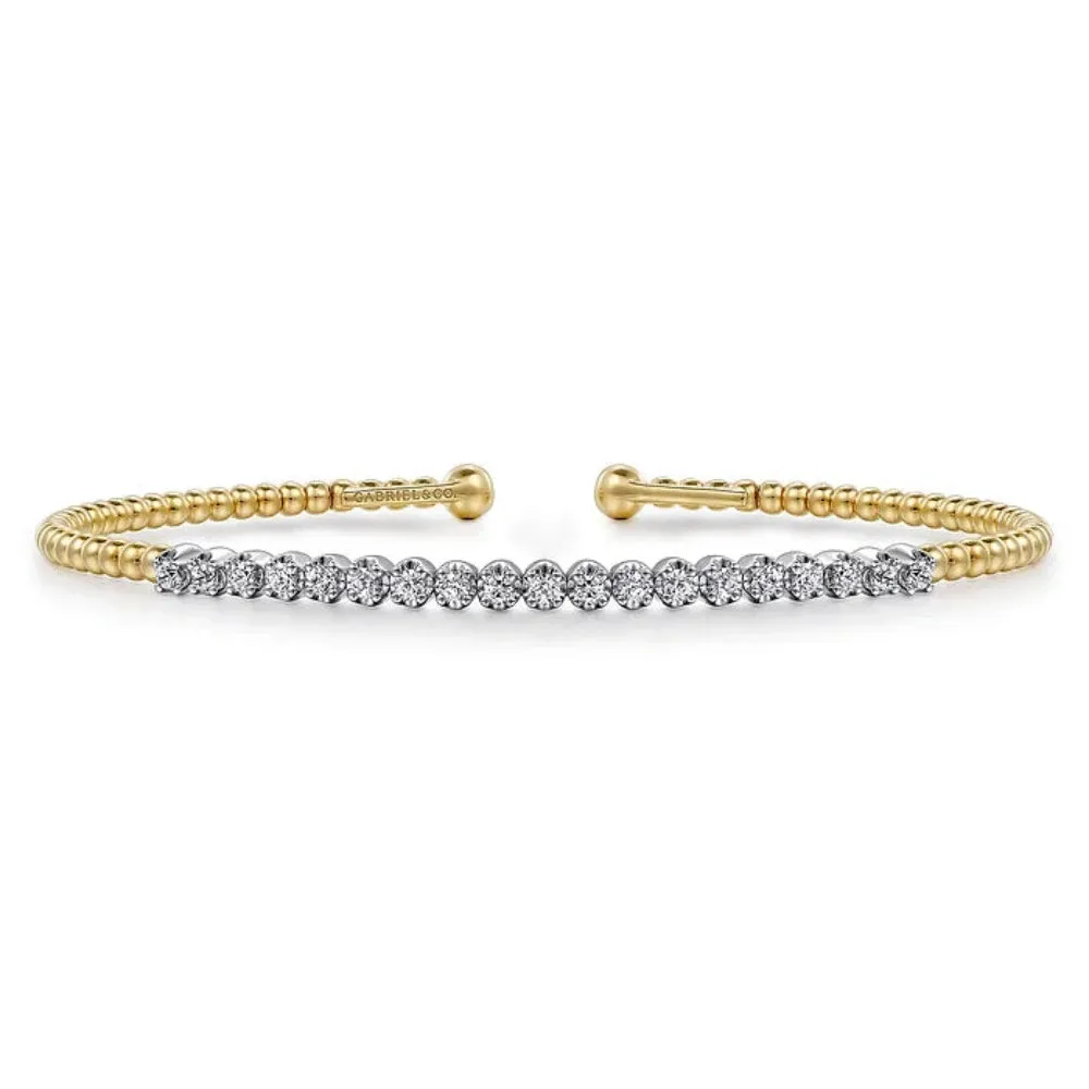 14K Y Gold 0.40ctw Diamond Beaded Cuff Bracelet