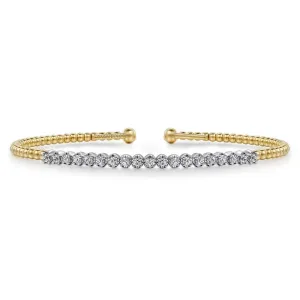 14K Y Gold 0.40ctw Diamond Beaded Cuff Bracelet