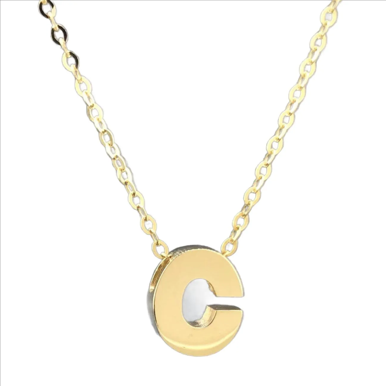 14K Y Gold initial 'C' pendant