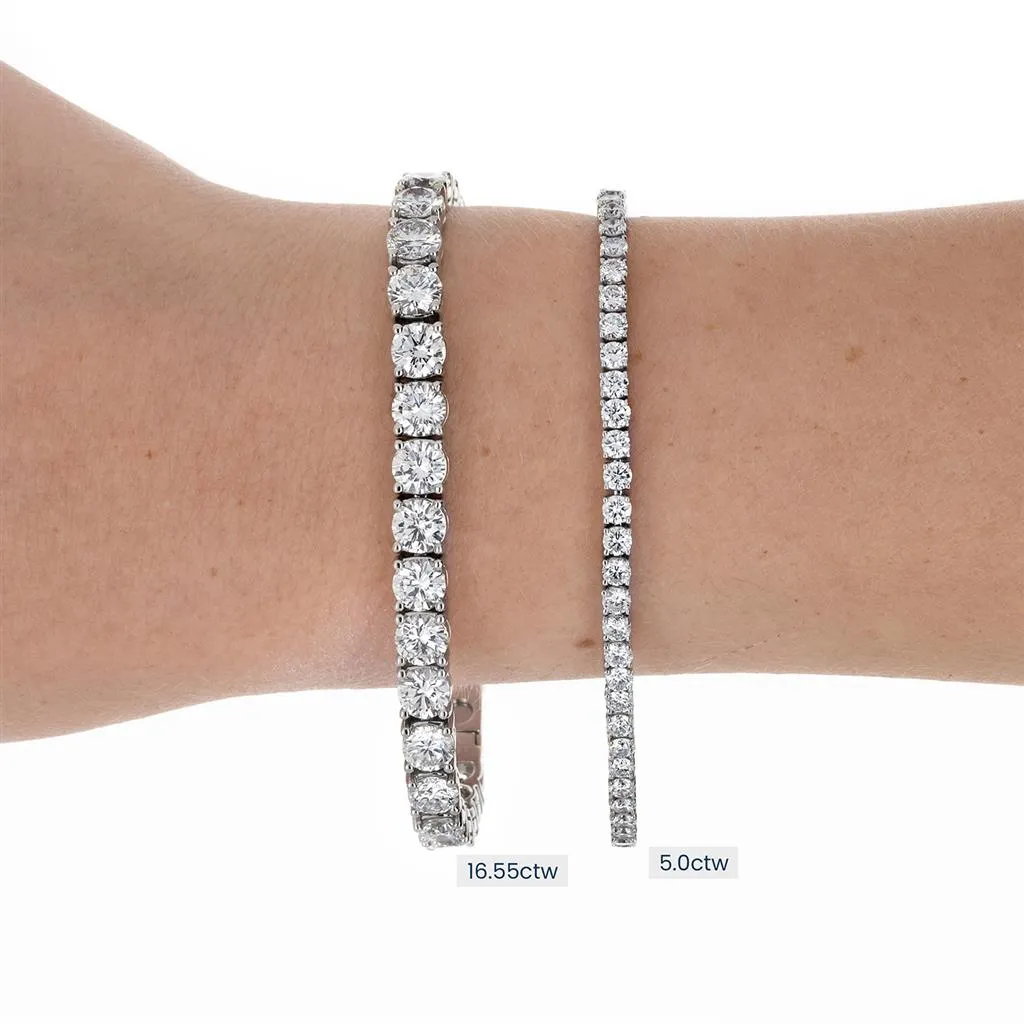 16.55ctw Round Diamond Tennis Bracelet, 7" - 950 Platinum