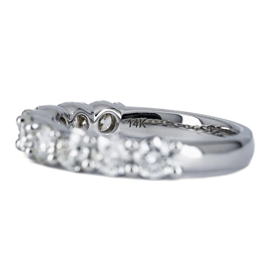 1.87CTW 9 DIAMOND BAND, Round, Size 7 - 14K WHITE GOLD