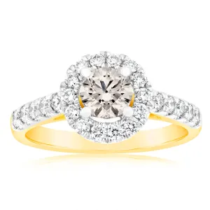 18ct Yellow Gold 1.00 Carat Diamond Ring With 0.50 Carat Australian Diamond