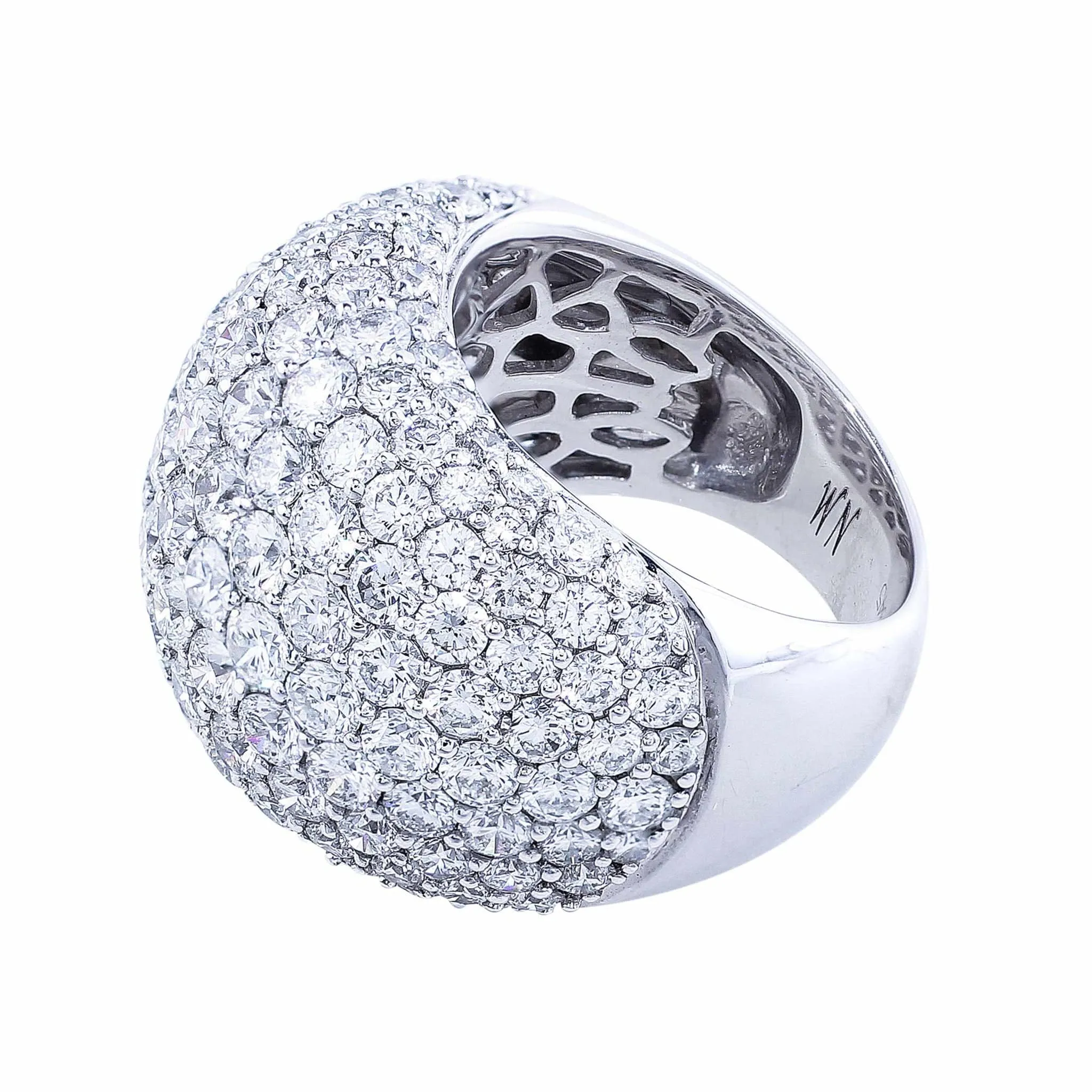 18k White Gold Tapering Pave Set 8.25ctw Diamond Ring