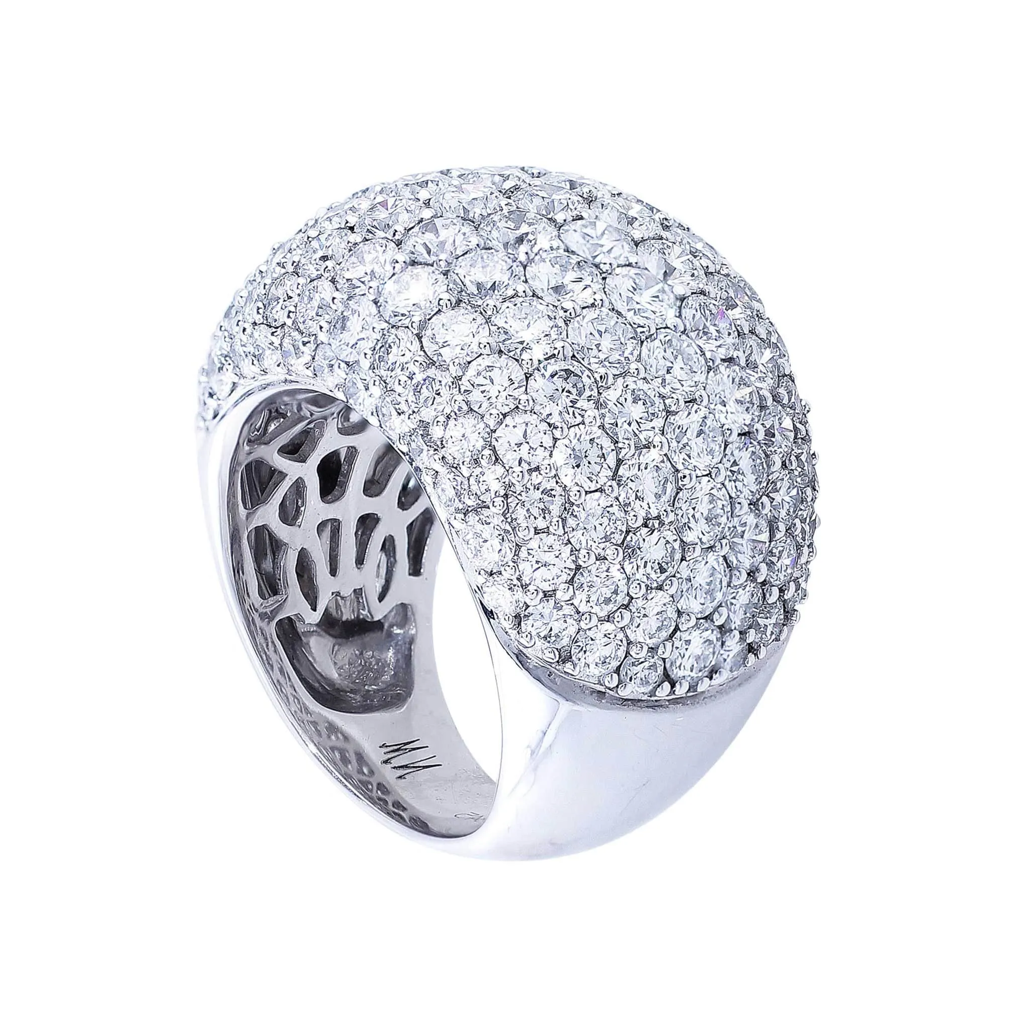 18k White Gold Tapering Pave Set 8.25ctw Diamond Ring