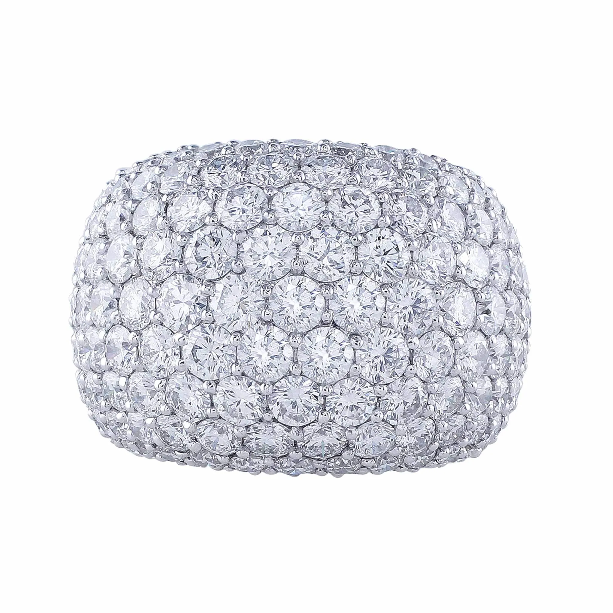 18k White Gold Tapering Pave Set 8.25ctw Diamond Ring
