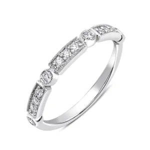 18kt White Gold Round Brilliant Pav Diamond Half Band