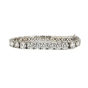 28.75ctw Lab-Grown Round Diamond Tennis Bracelet, 7.5  14K White Gold