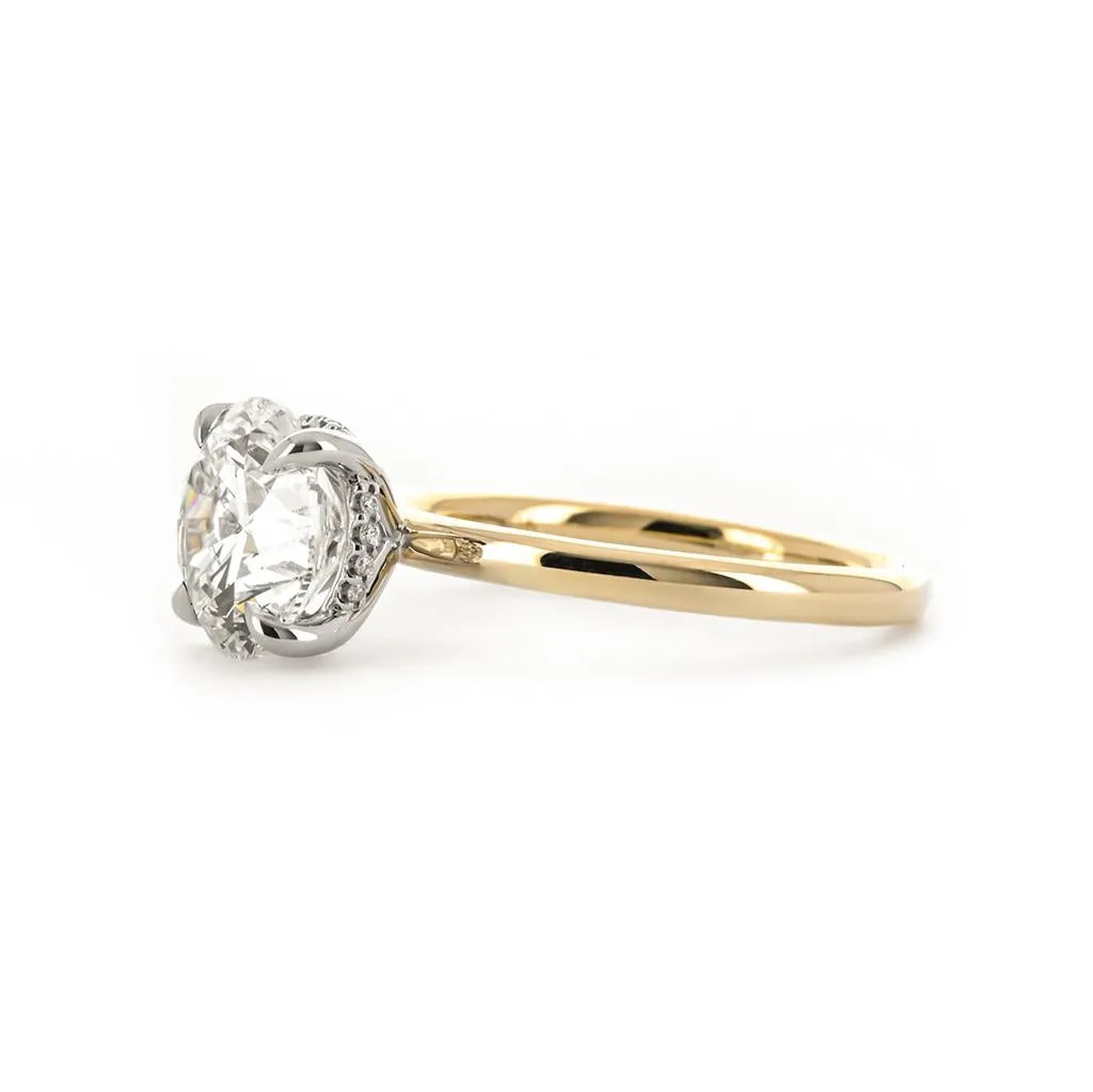 3.11CTW Round Lab Grown Diamond Engagement Ring, Signature Solitaire - 14K Multi-Tone Gold