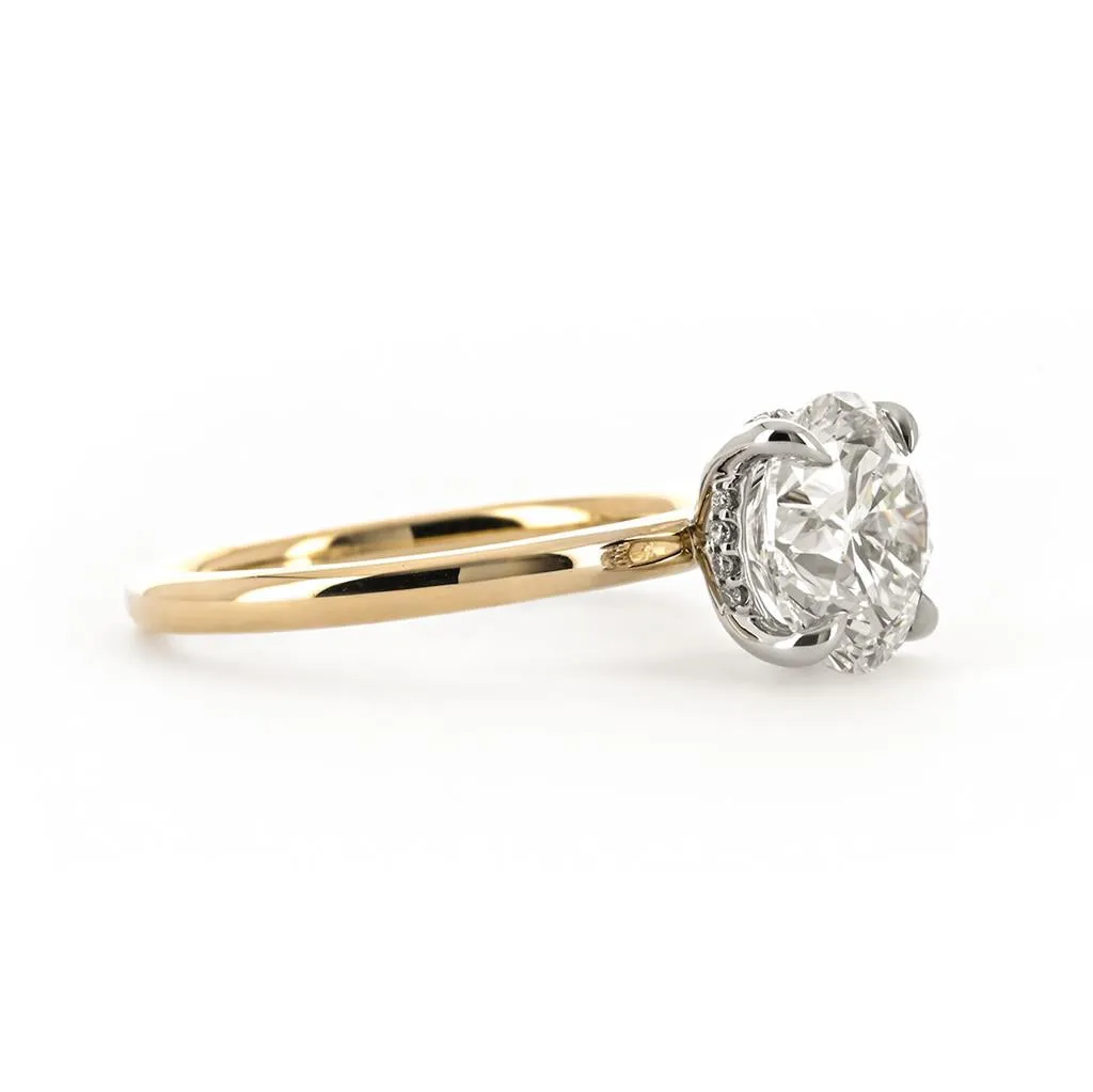 3.11CTW Round Lab Grown Diamond Engagement Ring, Signature Solitaire - 14K Multi-Tone Gold