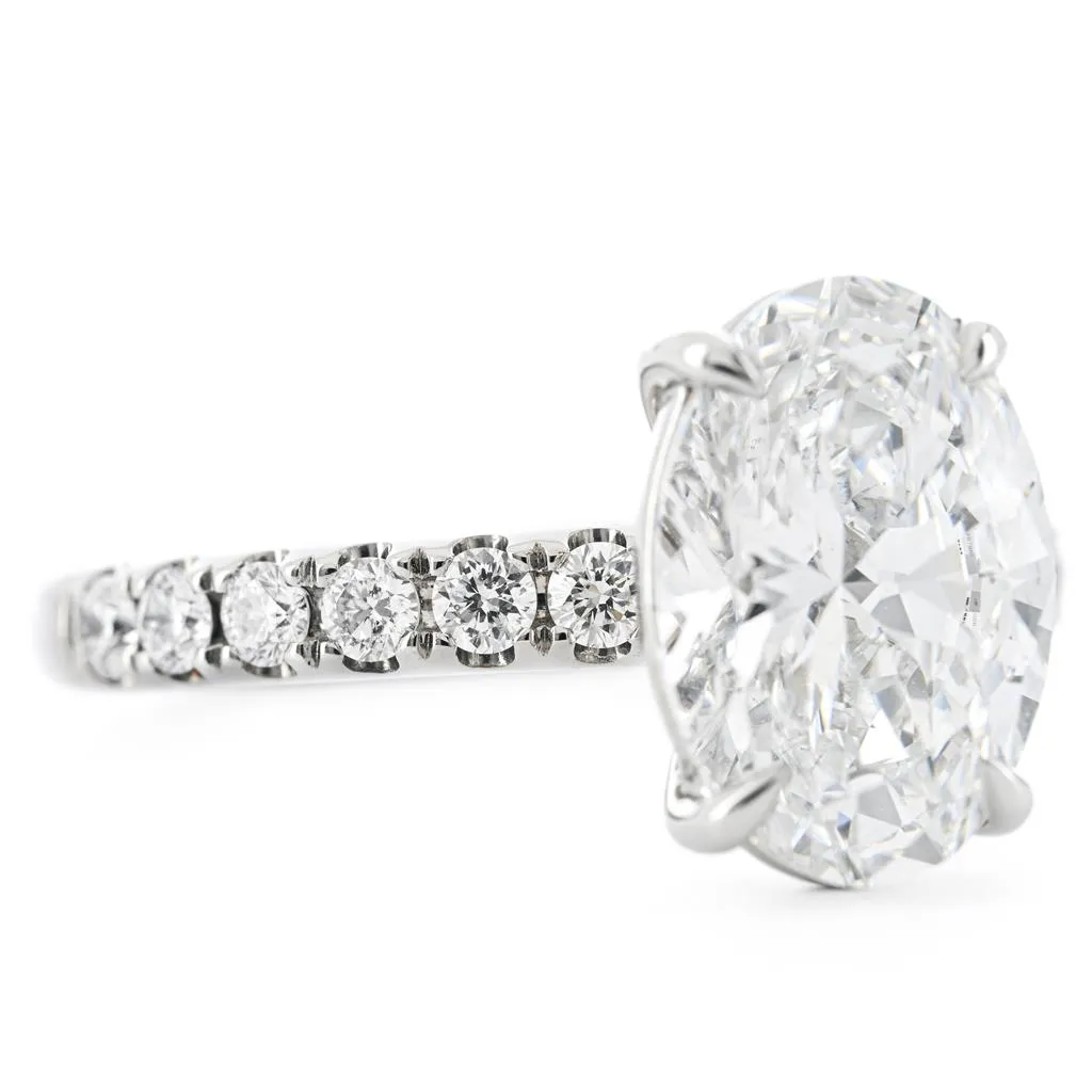3.39ct Oval Lab Grown Diamond Pav Solitaire Engagement Ring  14k White Gold