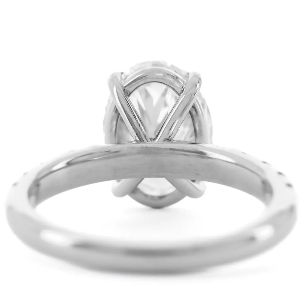 3.39ct Oval Lab Grown Diamond Pav Solitaire Engagement Ring  14k White Gold