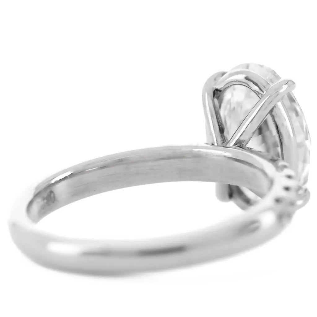 3.39ct Oval Lab Grown Diamond Pav Solitaire Engagement Ring  14k White Gold