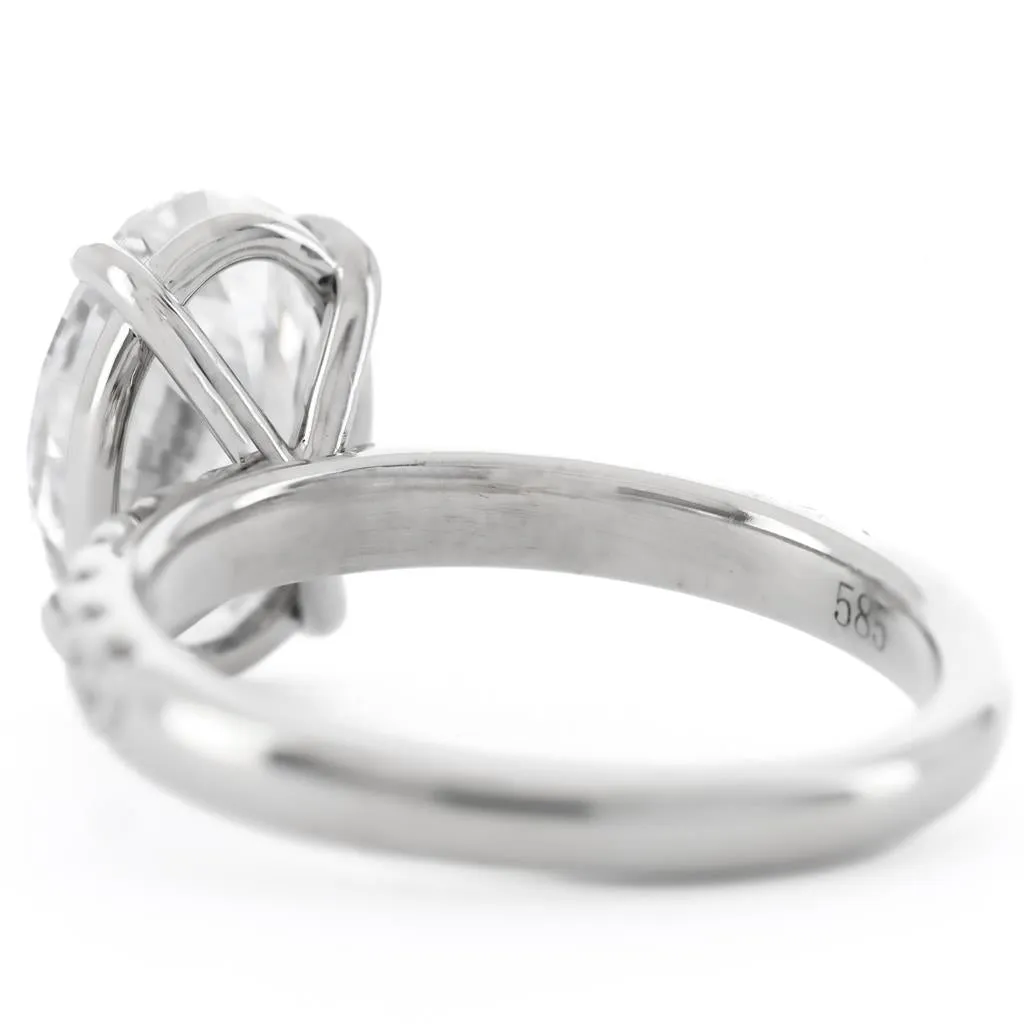 3.39ct Oval Lab Grown Diamond Pav Solitaire Engagement Ring  14k White Gold