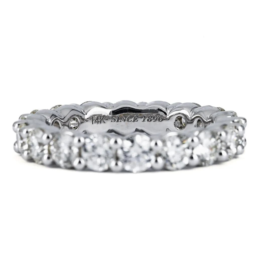 3.44CTW Full Eternity Diamond Band, Round, Size 7 - 14K White Gold