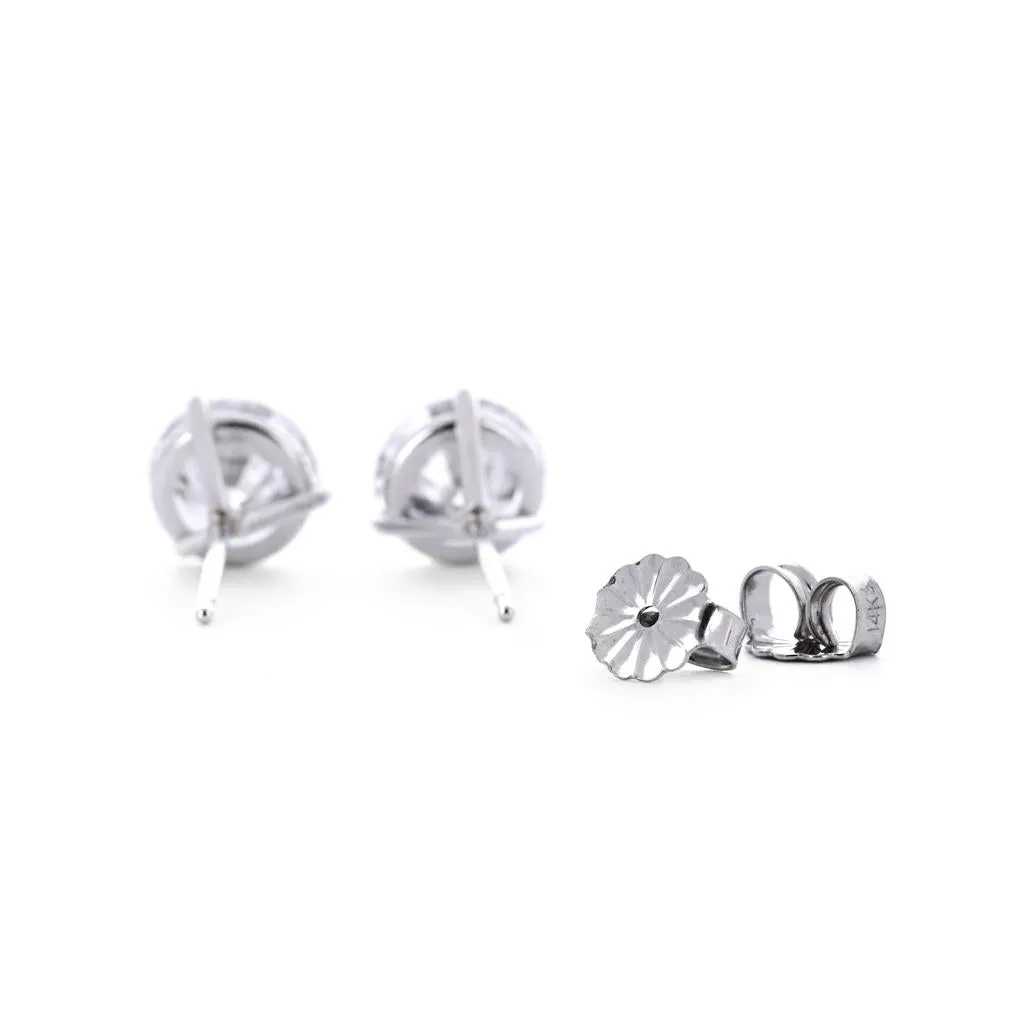 3.90ctw Martini Diamond Stud Earrings  14K White Gold