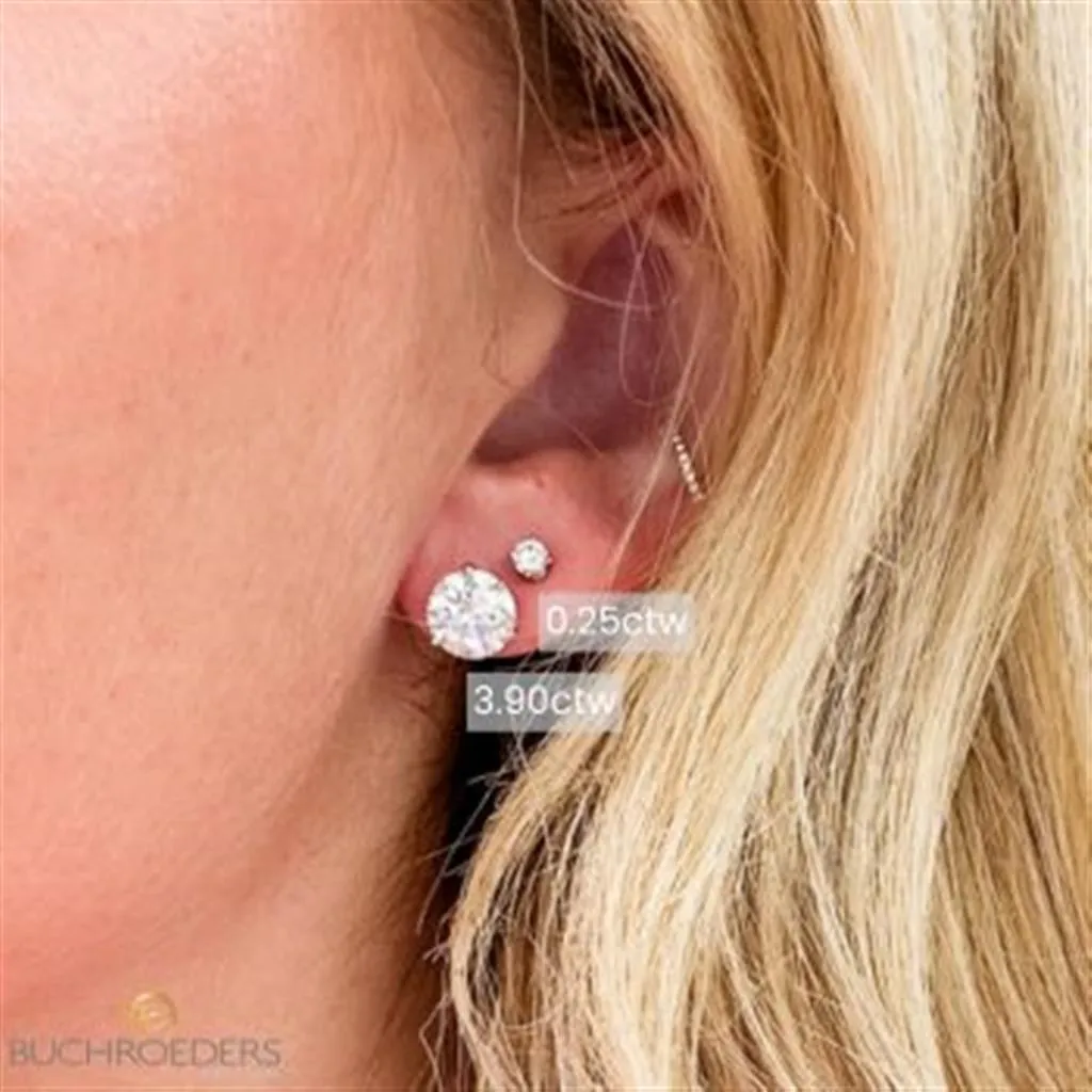 3.90ctw Martini Diamond Stud Earrings  14K White Gold