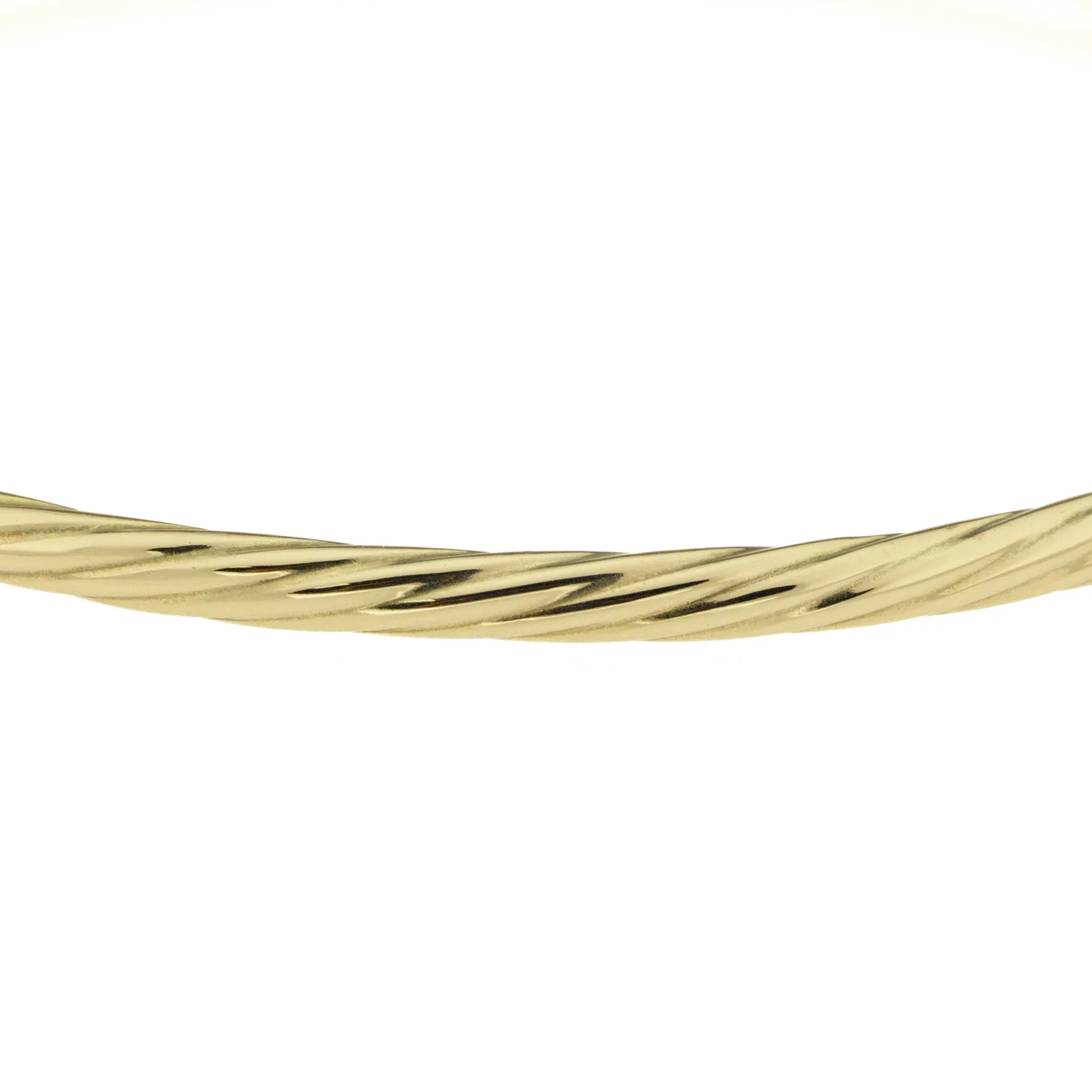 3mm Wide Hollow Twisted Hinged Bangle Bracelet in 10K Yellow Gold - 3.40 grams