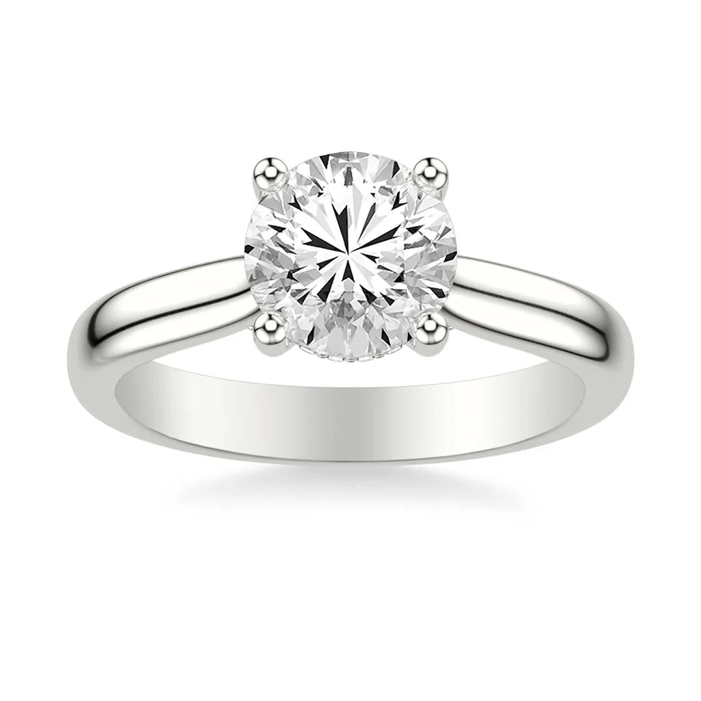 4 Prong Classic Solitaire Hidden Halo and Diamond Bridge Setting
