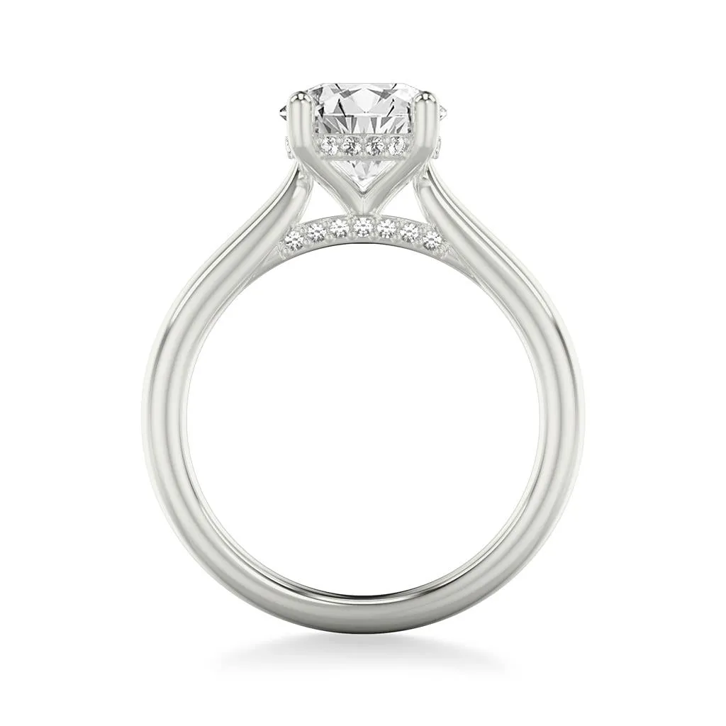 4 Prong Classic Solitaire Hidden Halo and Diamond Bridge Setting