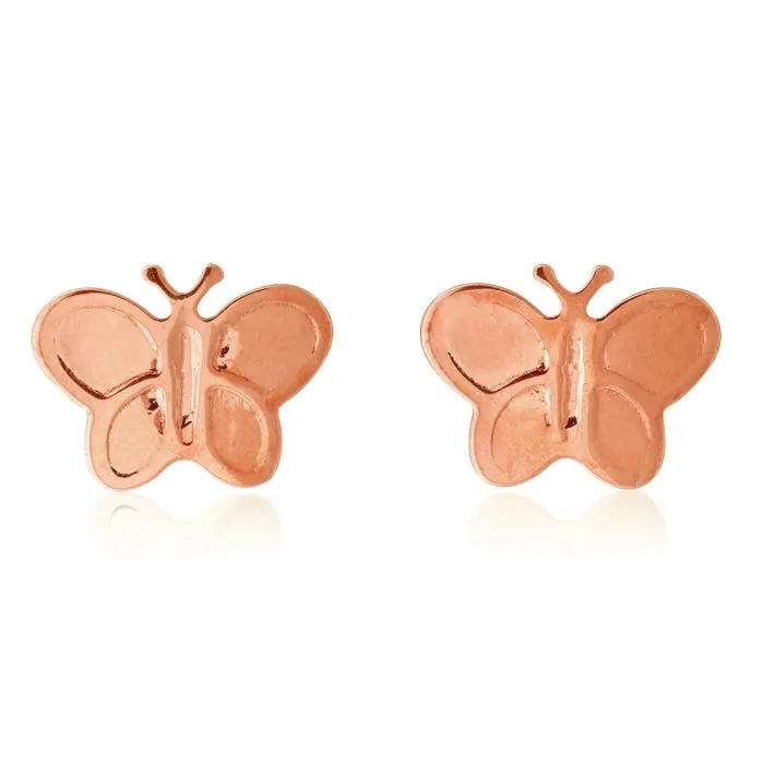 9ct Rose Gold Butterfly Stud Earrings