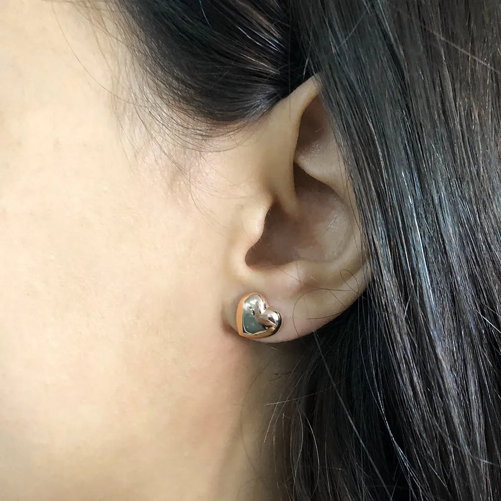 9CT Rose Gold Heart Stud Earring