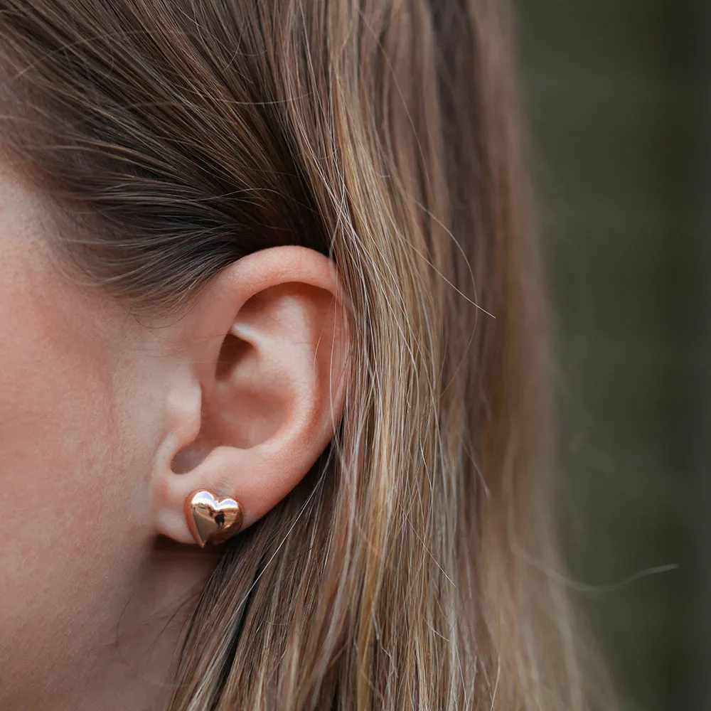 9CT Rose Gold Heart Stud Earring