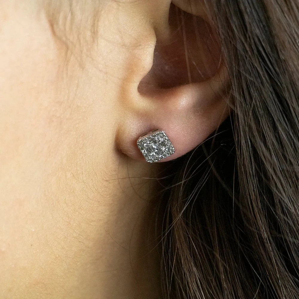 9ct White Gold 1/2 Carat Exquisite Diamond Stud Earrings