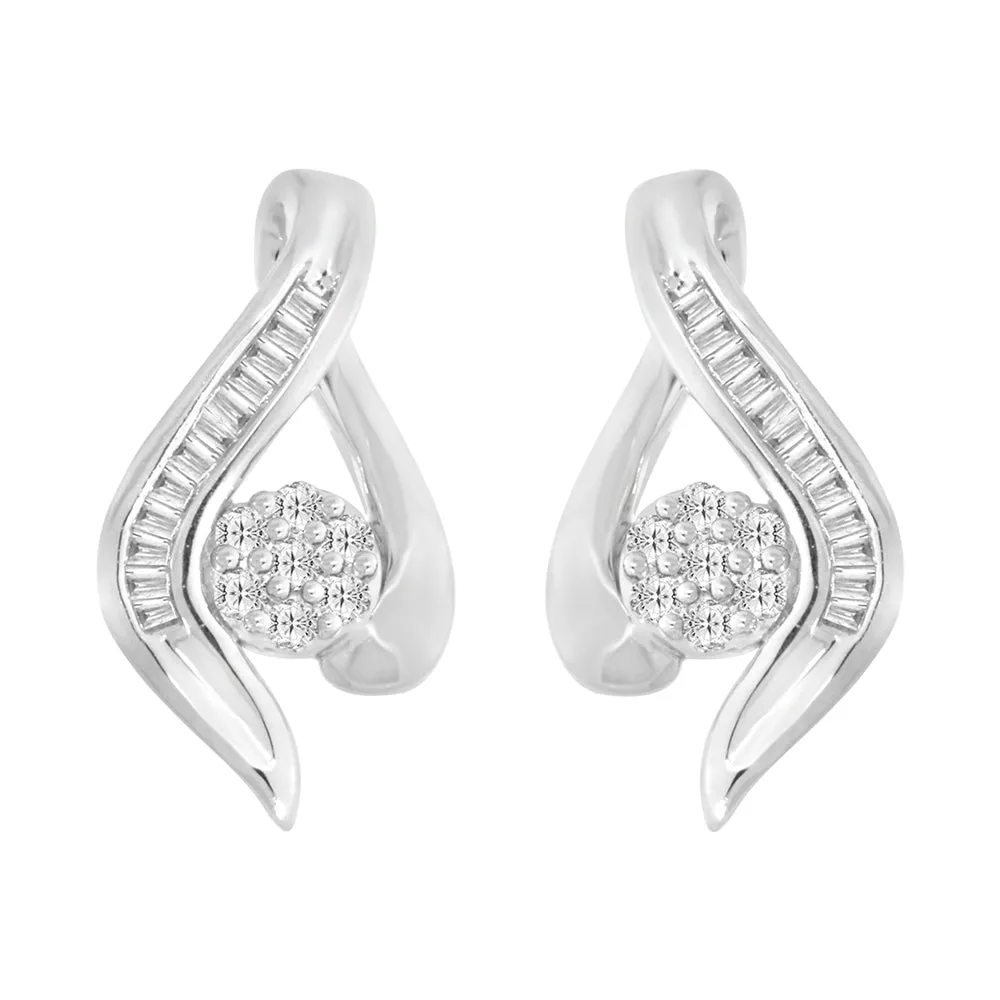 9ct White Gold Refined Diamond Stud Earrings