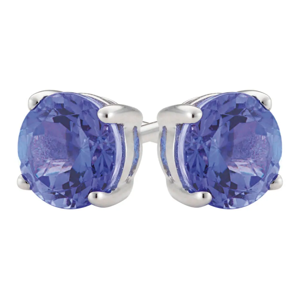 9ct White Gold Tanzanite 5mm Stud Earrings