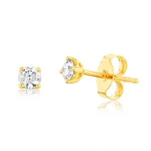 9ct Yellow Gold 0.30 Carat Diamond Stud Earrings