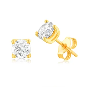 9ct Yellow Gold 1.40 Carat Diamond Stud Earrings