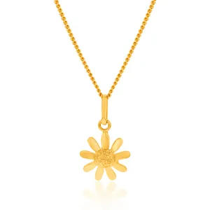9ct Yellow Gold 9mm Flower Pendant