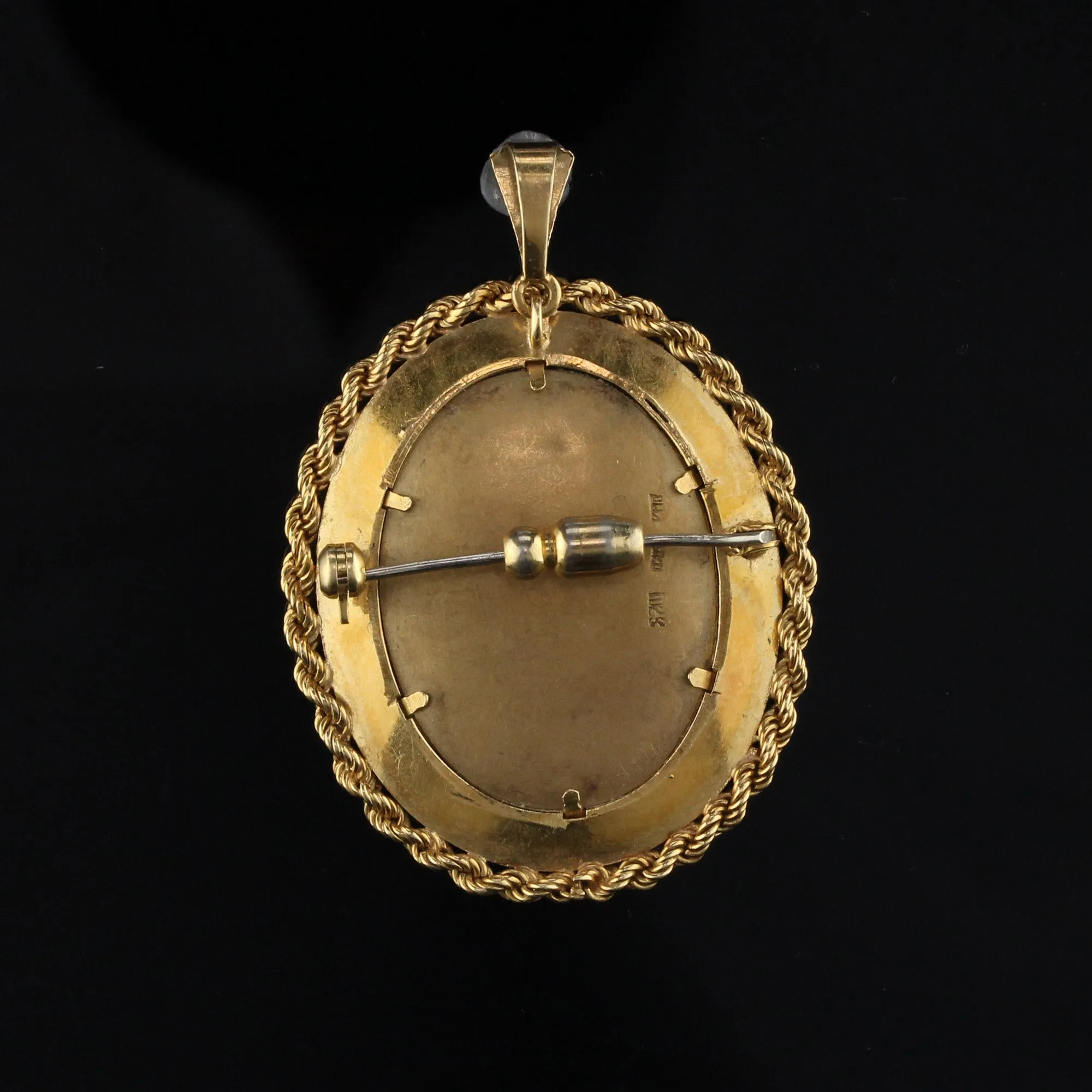Antique 18K Yellow Gold Hand Painted Woman Pendant/Brooch
