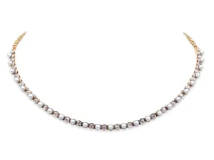 Antique Edwardian Natural Pearl and Diamond Necklace in 14K
