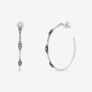 Armenta New World Sterling Silver & 14K White Gold Diamond Hoop Earrings 17601