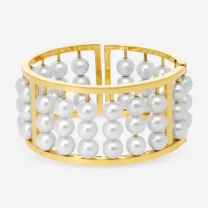 Assael 18K Yellow Gold Japanese Akoya Cultured Pearl Abacus Bangle Bracelet B1732