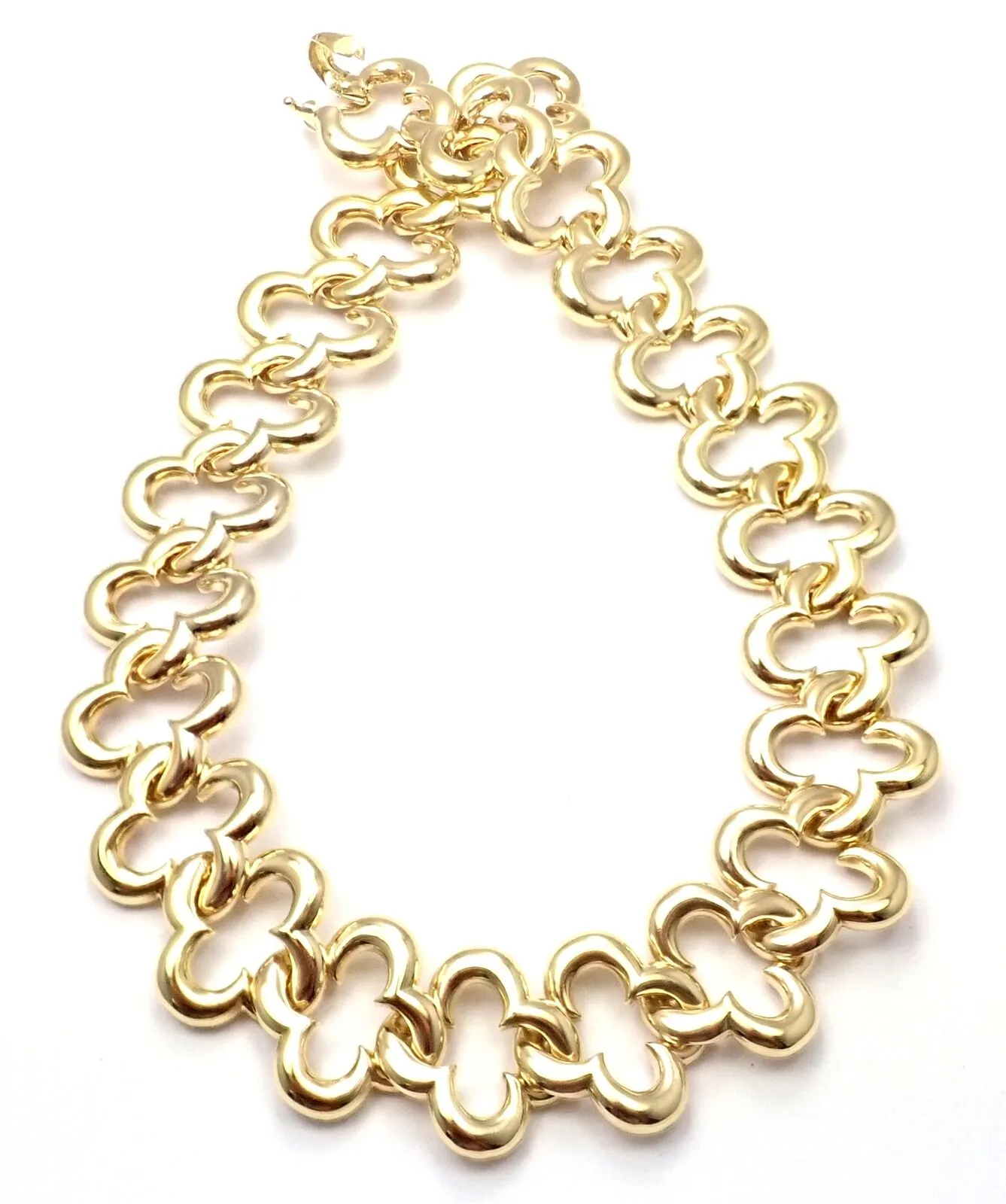 Authentic Van Cleef & Arpels 18k Yellow Gold Large Alhambra Choker Necklace 1998