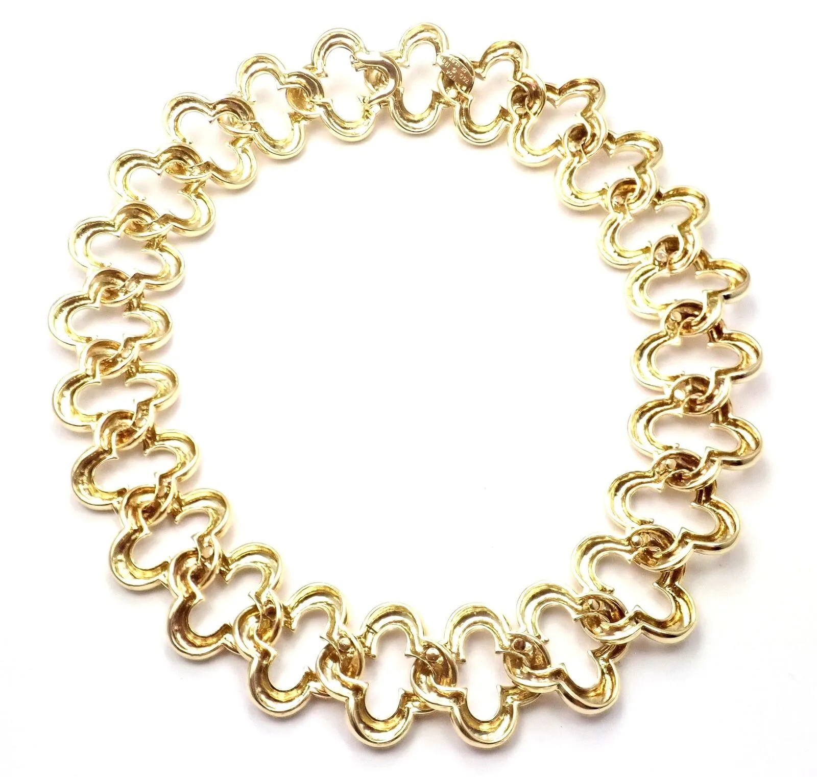 Authentic Van Cleef & Arpels 18k Yellow Gold Large Alhambra Choker Necklace 1998