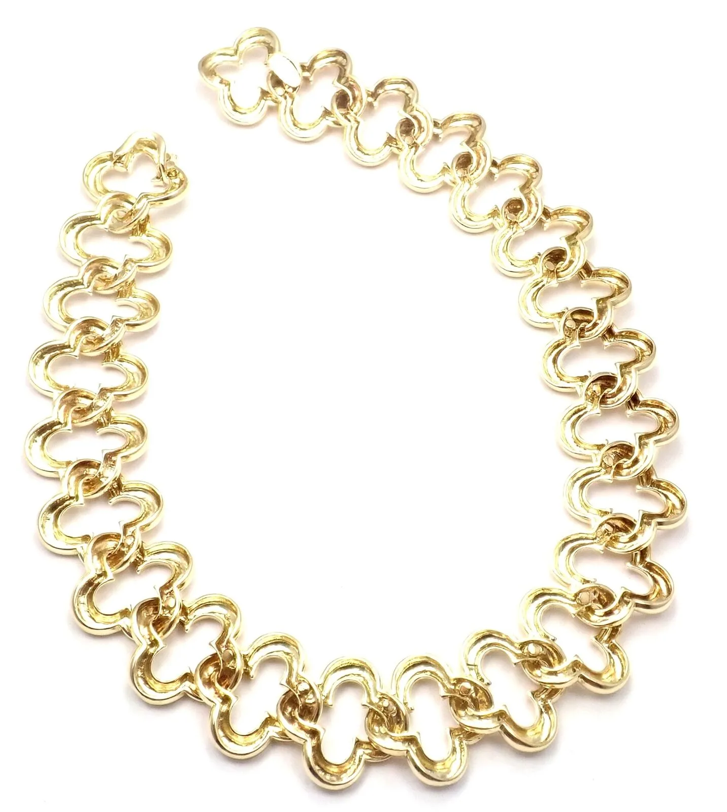 Authentic Van Cleef & Arpels 18k Yellow Gold Large Alhambra Choker Necklace 1998
