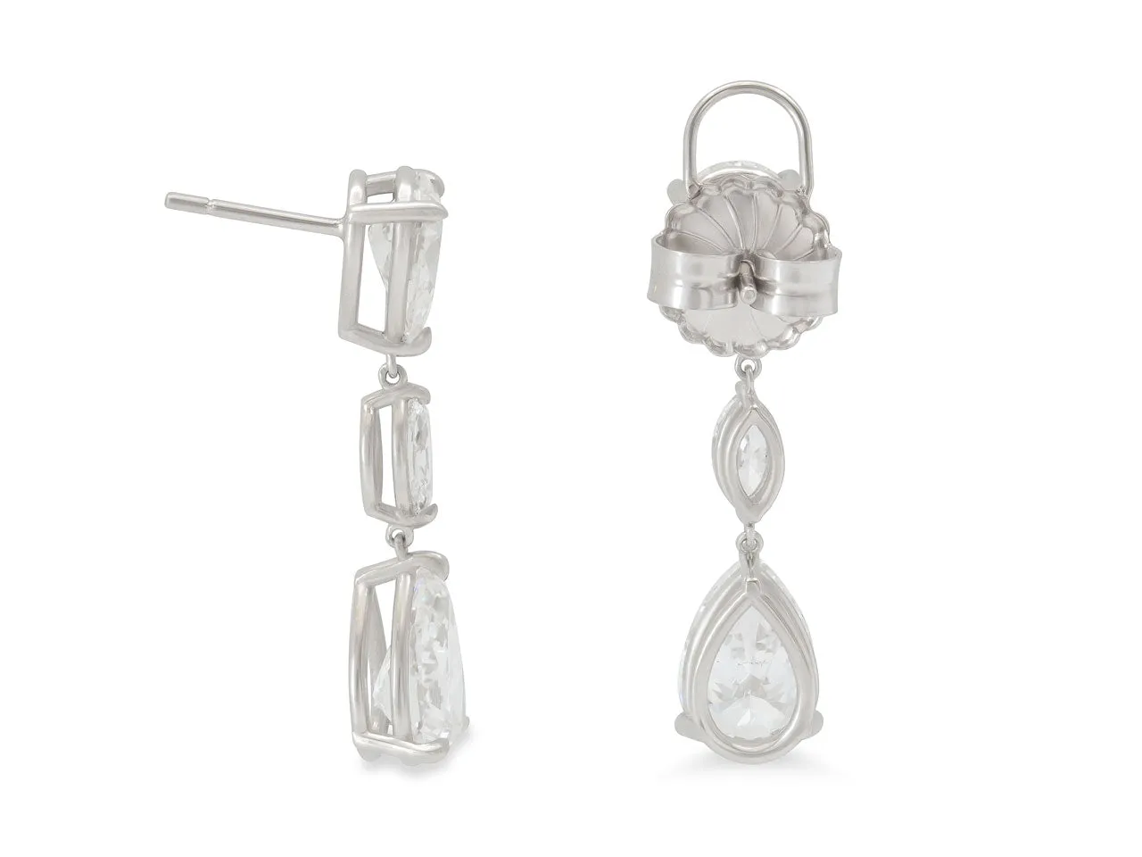 Beladora 'Bespoke' Pear Shape Diamond Drop Earrings, 7.74 carats, in Platinum